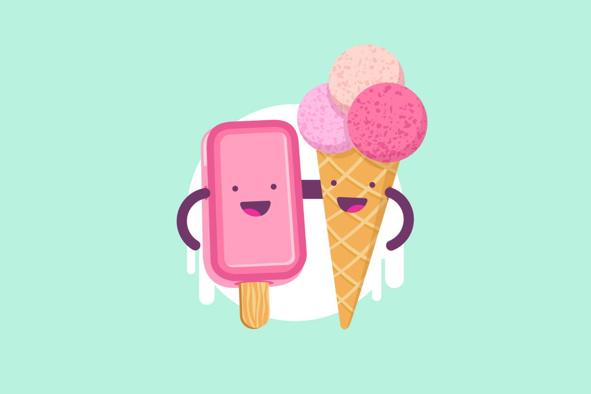 Cute funny Ice Cream characters., a Food Illustration by Evgeniya Dzhumm