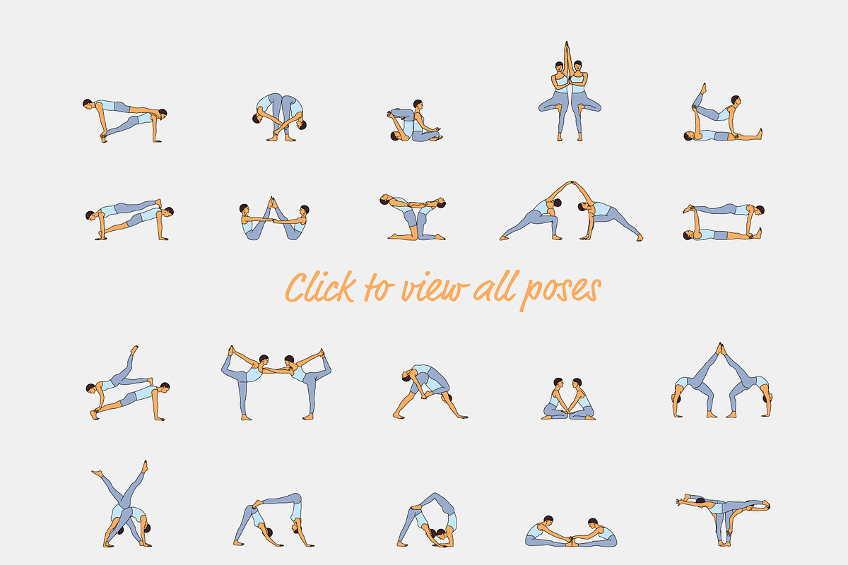 40 Partner Yoga Poses, a Person Illustration by pkahraman (Photo 3 of 4)