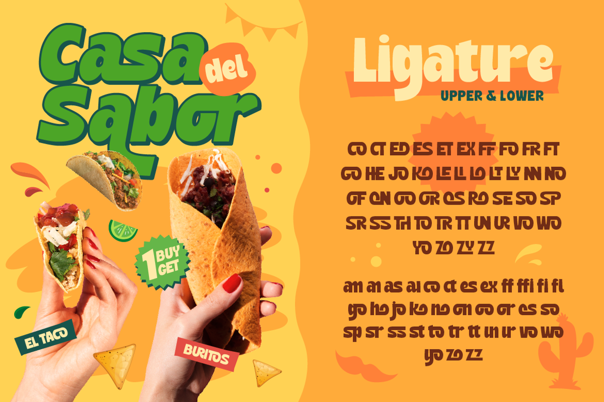 Jafitos - Food Display Font, a Sans Serif Font by Burntilldead (Photo 5 of 12)
