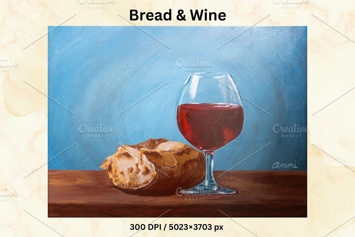 Bread & Wine Painting, a Food Illustration by AMMi (Photo 1 of 3)