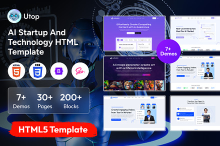 Utop- AI Startup HTML Template, a Bootstrap Template by FleexStudio