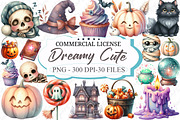 Dreamy Cute Halloween Clipart, a Graphic by designcity5 (Thumbnail 1 of 5)
