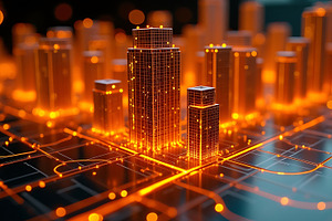 Futuristic city digital network, a Technology Photo by Artonix