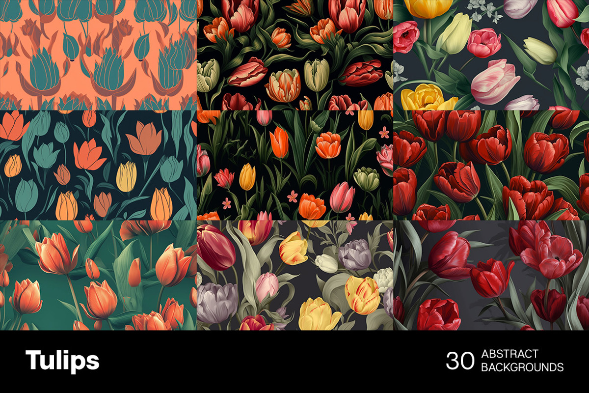 Tulips - 30 images, a Decorative Illustration by Handmadefont (Photo 5 of 9)