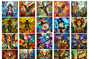 100 Stained Glass Square Coaster, an Object Graphic by M9 Design (Thumbnail 3 of 6)