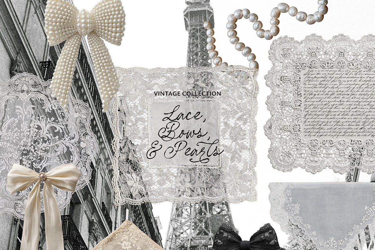 Vintage Lace, Bows & Pearls, an Object Graphic by Lana Elanor (Photo 3 of 12)