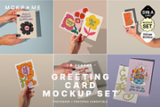 DIN A postcards in hand mockup set, a Merchandise Mockup by MCKP*ME (Thumbnail 1 of 7)