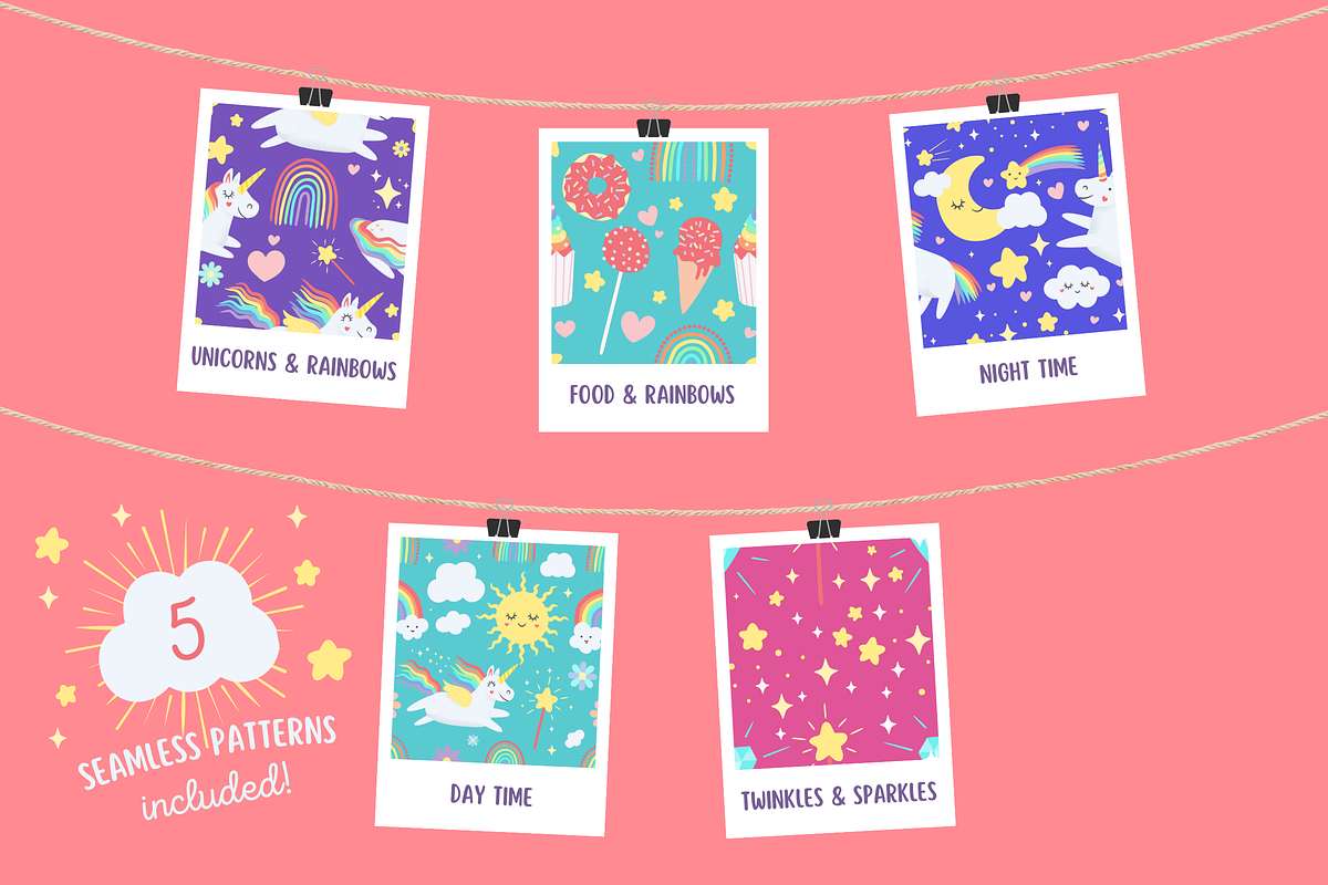 Happy Rainbow Unicorns Clipart Pack, an Animal Illustration by CherithDrawsThings (Photo 3 of 8)