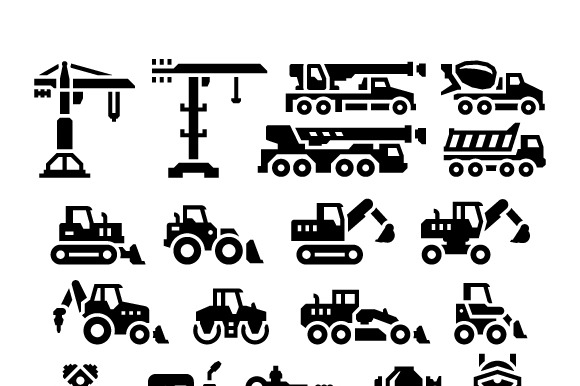 Set Icons Of Construction Equipment