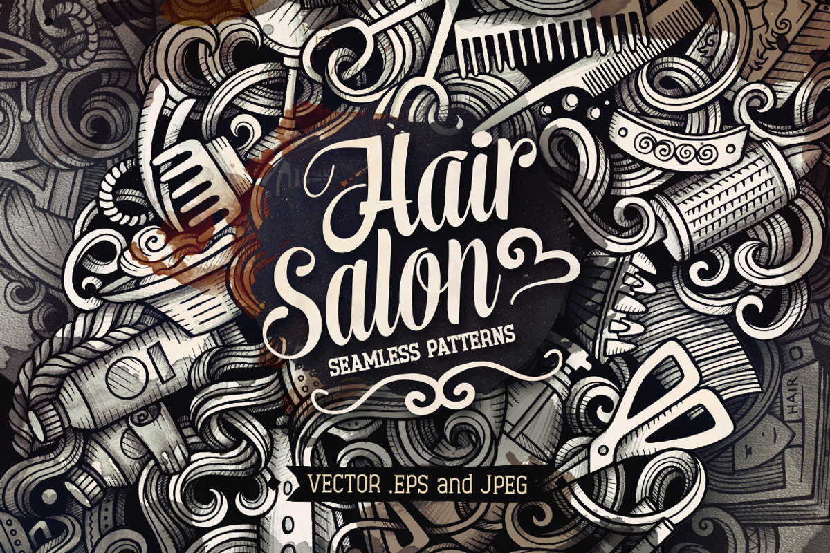 Hairstyle Graphic Doodle Patterns, a Pattern Graphic by BALABOLKA (Photo 1 of 6)