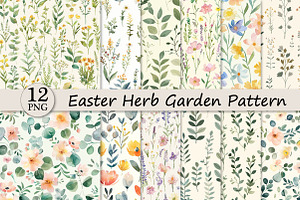 Easter Herb Garden Pattern, a Texture Illustration by DreamPrint404