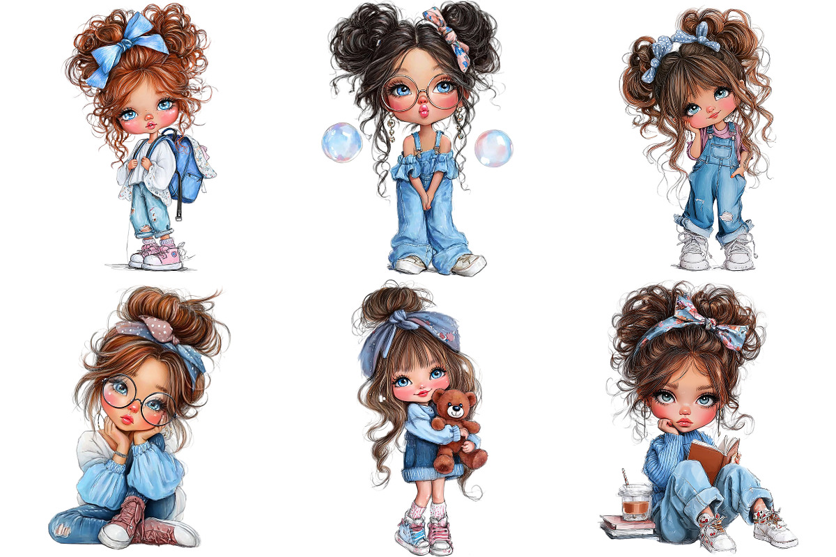 Quirky Cute Little Girl Clipart, an Illustration by Craft Nest (Photo 5 of 10)