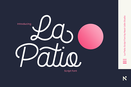 La Patio Script, a Script Font by Nasir Udin
