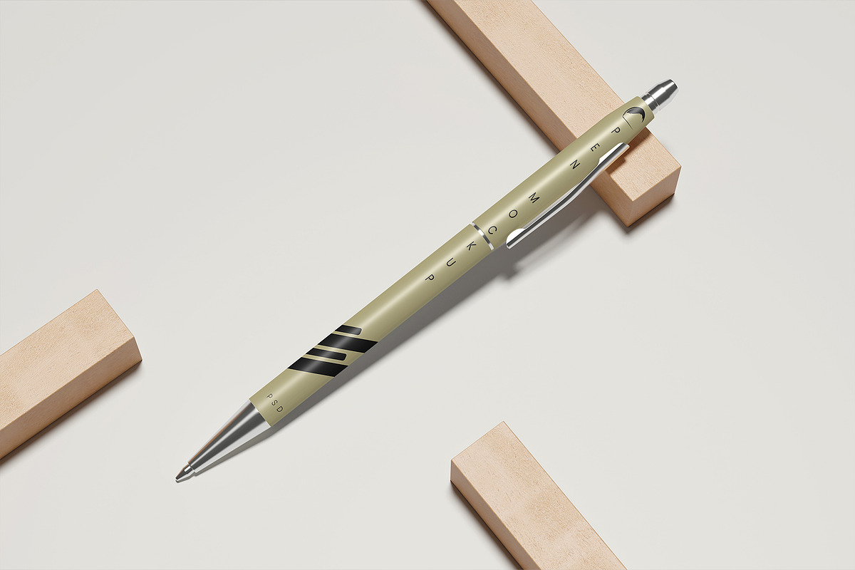 Metallic Pen Mockup, a Pens & Pencil Mockup by graphictime (Photo 2 of 6)