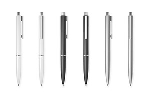 Set Of Blank Vector Pens.