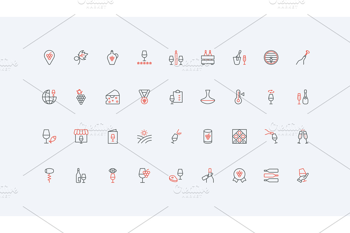 Winery grape wine champagne icons, a Food Illustration by Lemberg Vector
