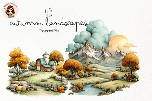 Autumn Landscapes PNG Clipart, a Seasonal Illustration by Nicolle's Colorful Art