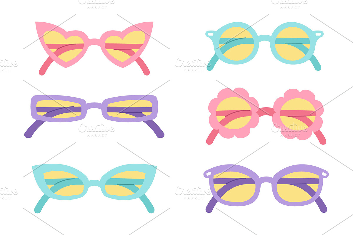 Cute Retro sunglasses Clipart Set, an Object Illustration by Milota (Photo 3 of 3)