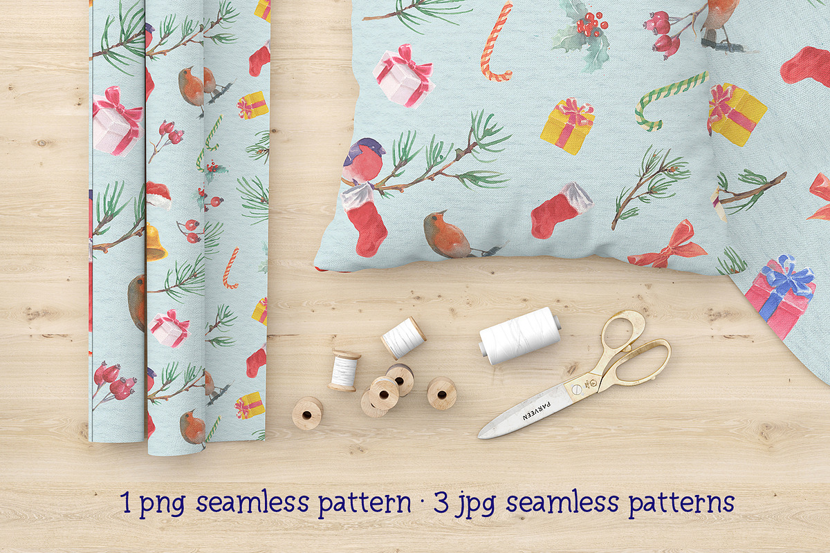 watercolor christmas clipart, an Illustration by Art & Things (Photo 5 of 12)