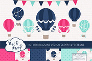 Navy & Hot Pink Hot Air Balloons, an Illustration by Amanda Ilkov (Thumbnail 1 of 5)