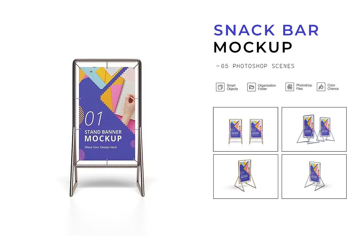 Stand Banner Mockup, an Advertising Mockup by Graphic Deal (Photo 1 of 6)