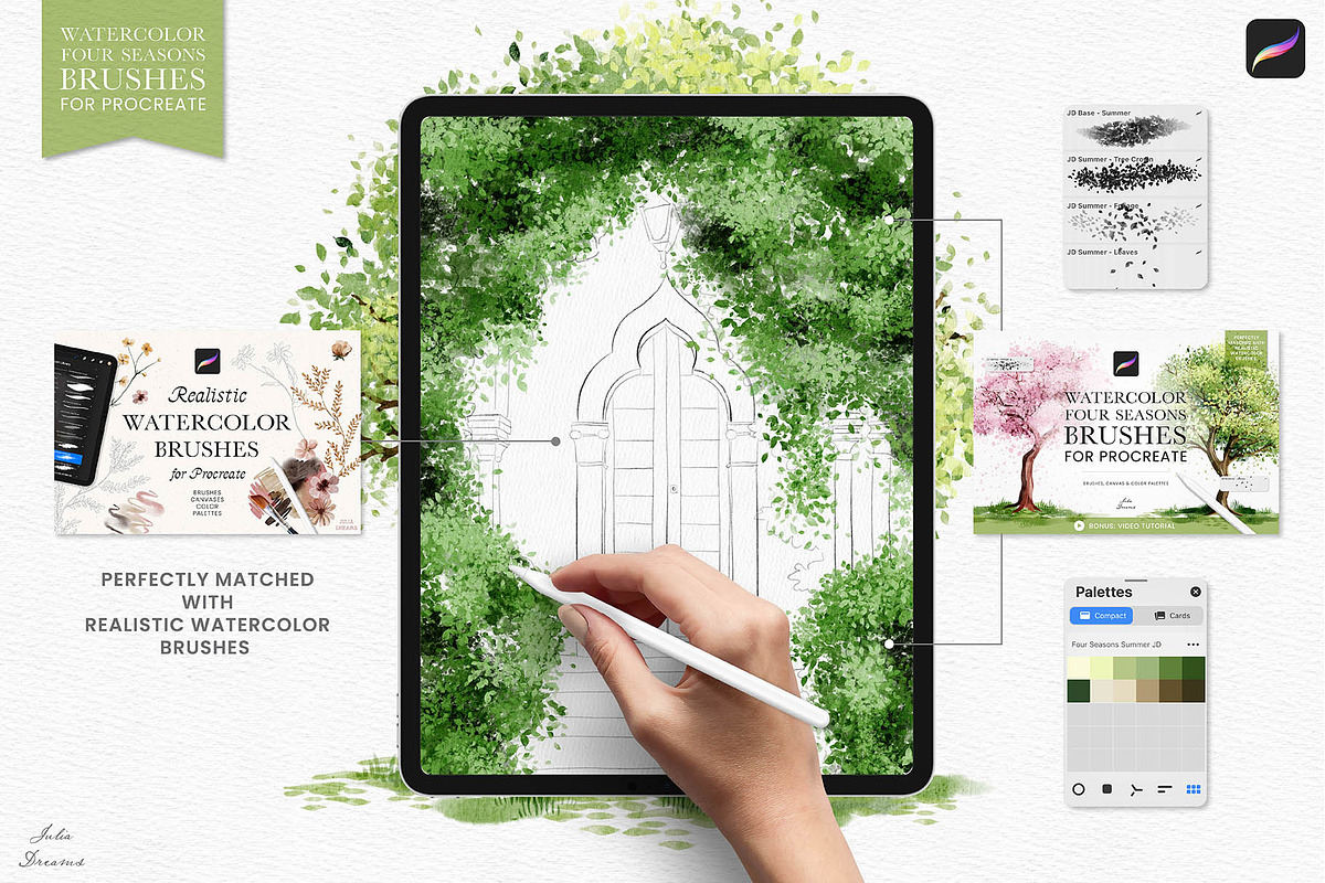 Watercolor Four Seasons Brushes, a Brush Add-On by Julia Dreams (Photo 3 of 6)