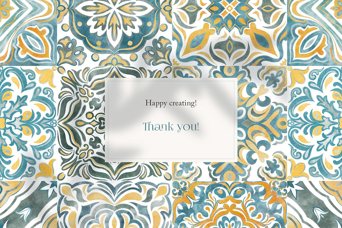Azulejos watercolor tiles & Patterns, a Pattern Graphic by Jenny Quince (Photo 12 of 12)