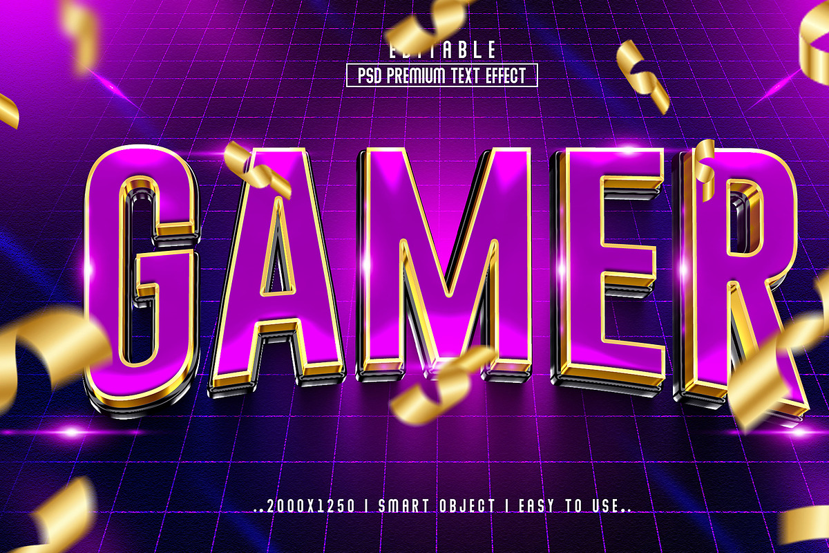 Gamer 3D Editable Text Effect Style, a Layer Style Add-On by Md Jahidul99 (Photo 1 of 2)