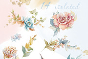 Watercolor flowers pink bloom set, a Decorative Illustration by Edith’s World (Thumbnail 3 of 19)