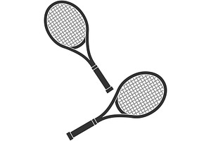 Two Tennis Rackets Silhouette Icon, an Illustration by HitToon