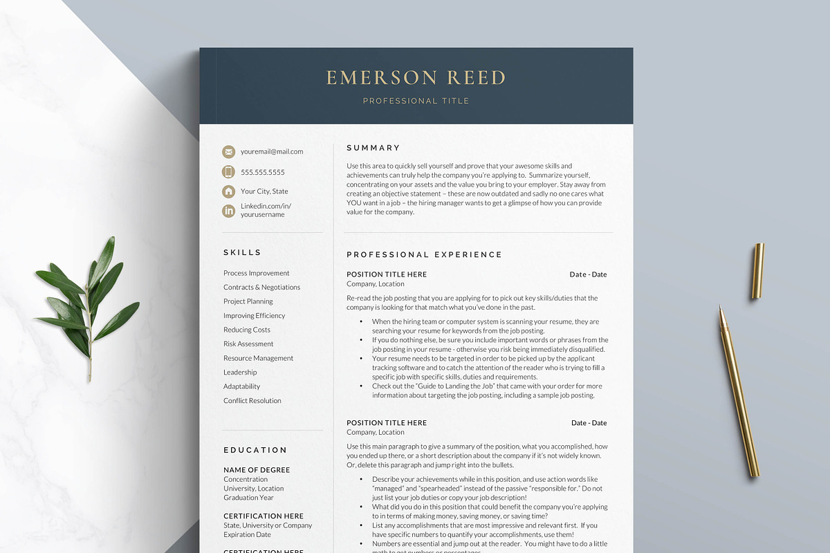 Modern Executive Resume Template, a Resume Template by Get Landed (Photo 1 of 10)