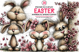 Whimsical Spring Easter Clipart, an Illustration by cherrydesign