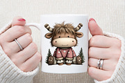 Funny Christmas Highland Cow Clipart, an Illustration by Sublimation Artist (Thumbnail 5 of 6)
