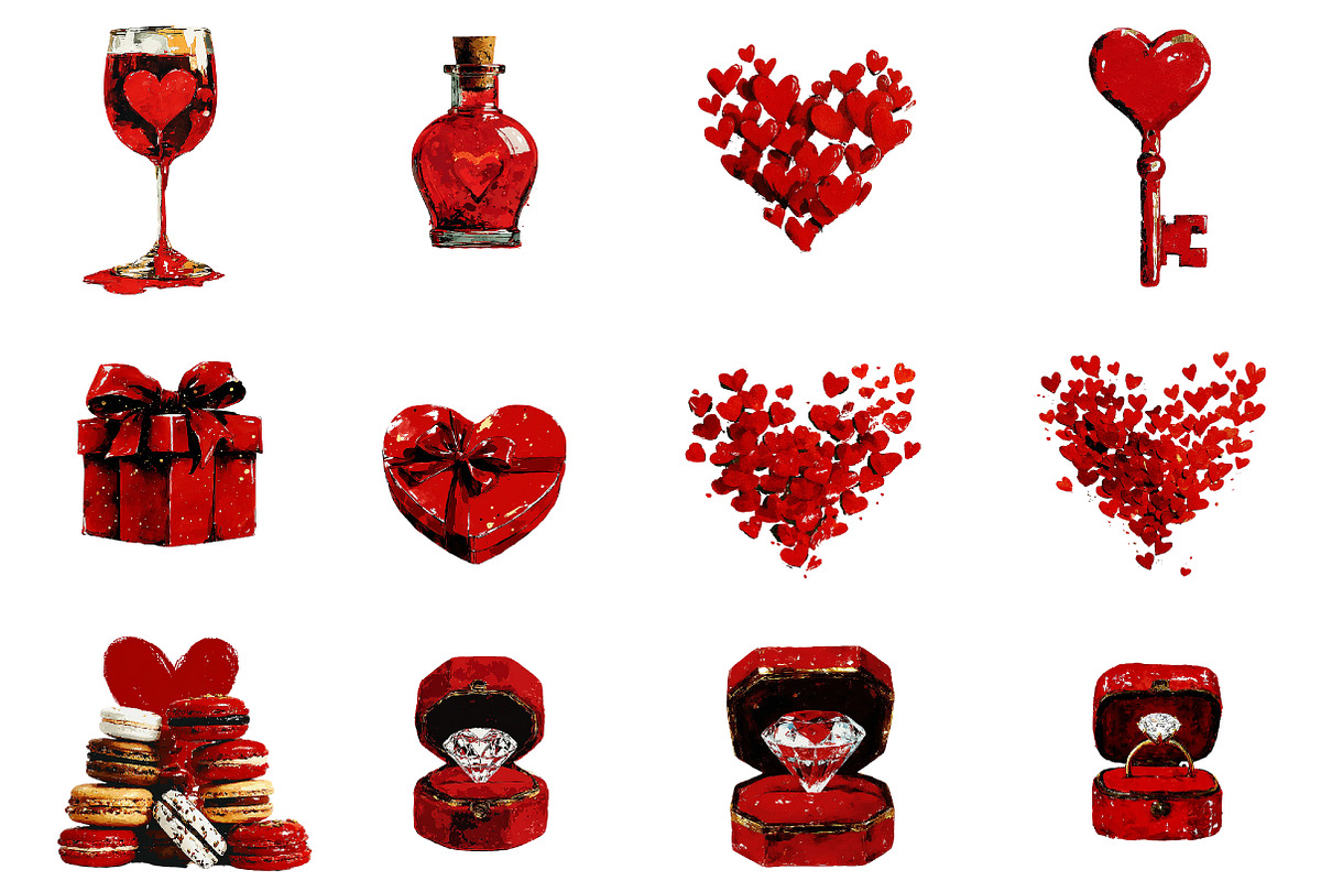 Watercolor Valentine clipart, an Illustration by Designworld (Photo 4 of 4)