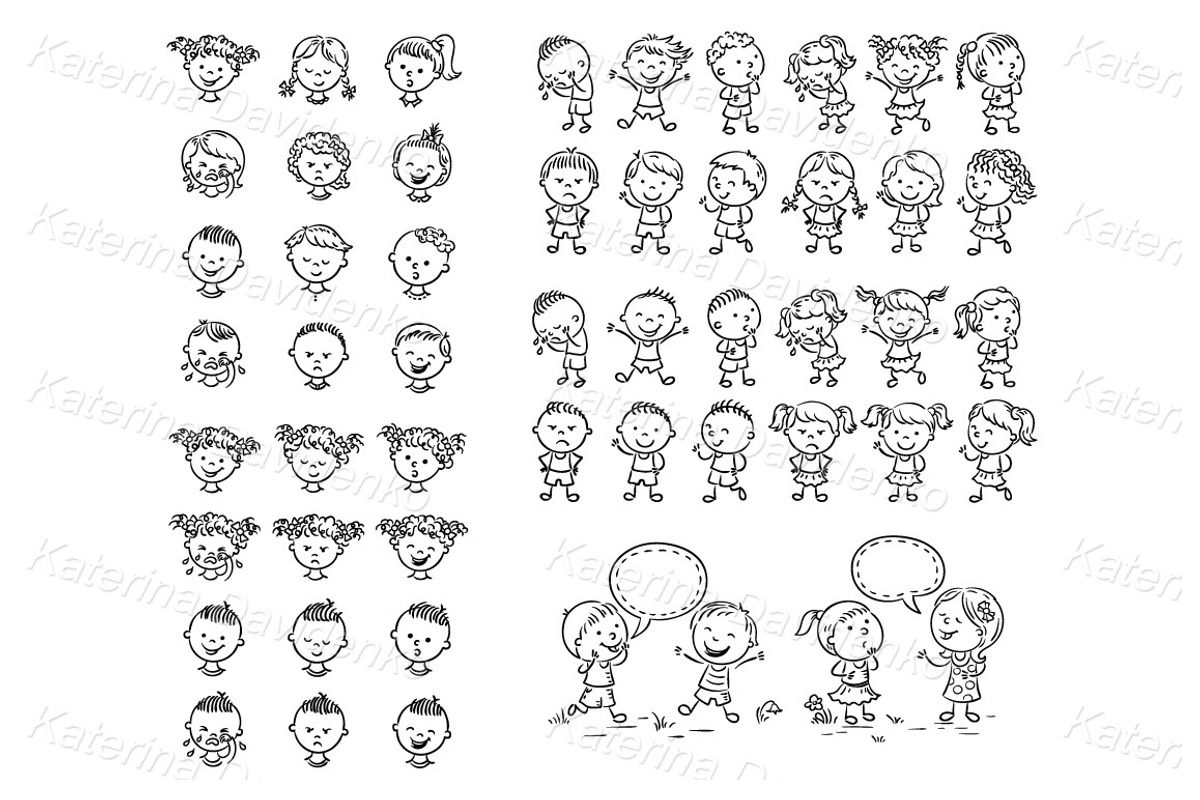 Doodle kids various emotion set, a Person Illustration by Bubert Art (Photo 5 of 7)