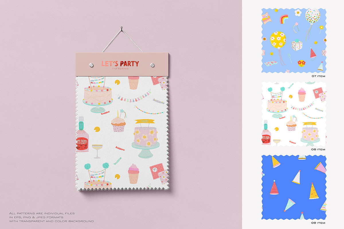 Party Clipart, Cards & Patterns, a Decorative Illustration by Ruslana Lubenets (Photo 20 of 22)