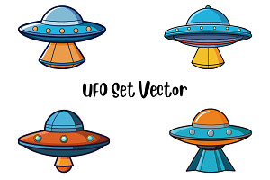 UFO Set Vector, a Technology Illustration by Awieee1