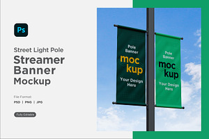 Pole Banner Mockup Side View V 46