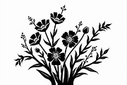 Elegant Wildflower Silhouette Bundle, an Illustration by Creativeshirt (Thumbnail 5 of 13)