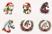 Watercolor Christmas Horse Clipart, a Seasonal Illustration by CreationArt (Thumbnail 4 of 7)