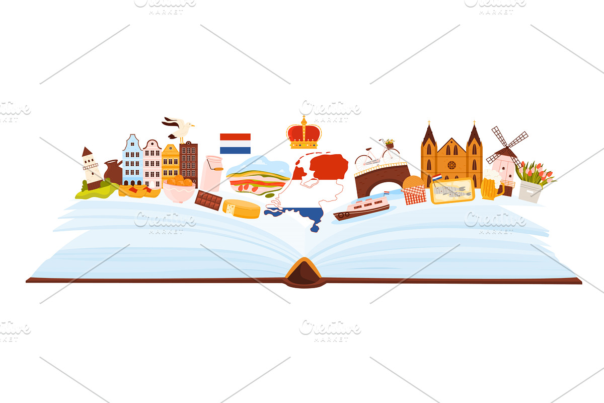Netherlands culture and landmarks, a Texture Illustration by Flashvector