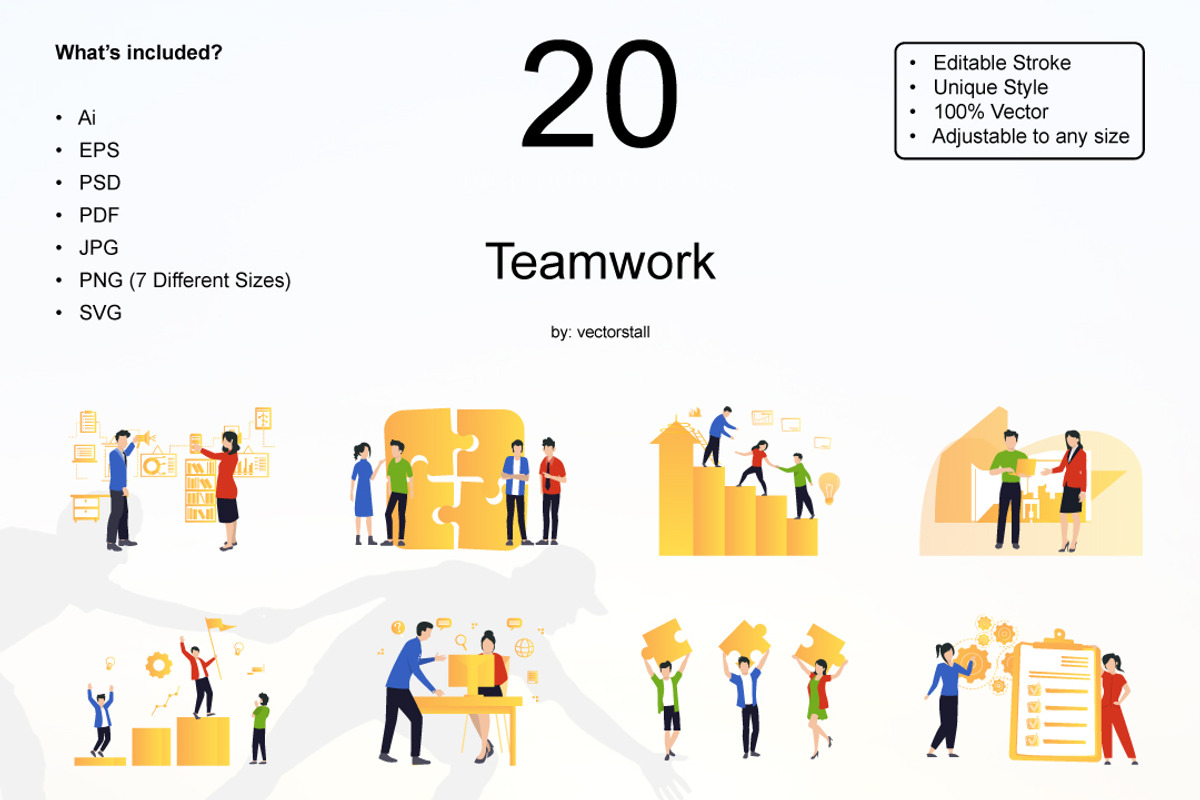 Teamwork, a Technology Illustration by Vector Stall | Creative Market