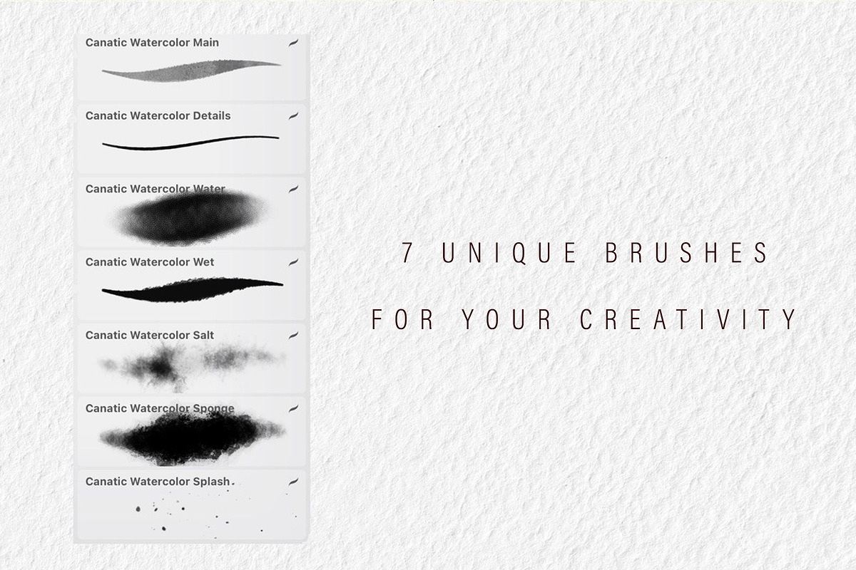 Watercolor Brushes for Procreate App, a Brush Add-On by Canatic (Photo 2 of 9)