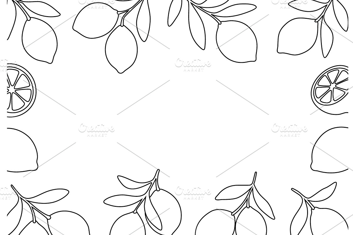 Minimalist lemon outline frame, a Food Illustration by GraphiShop