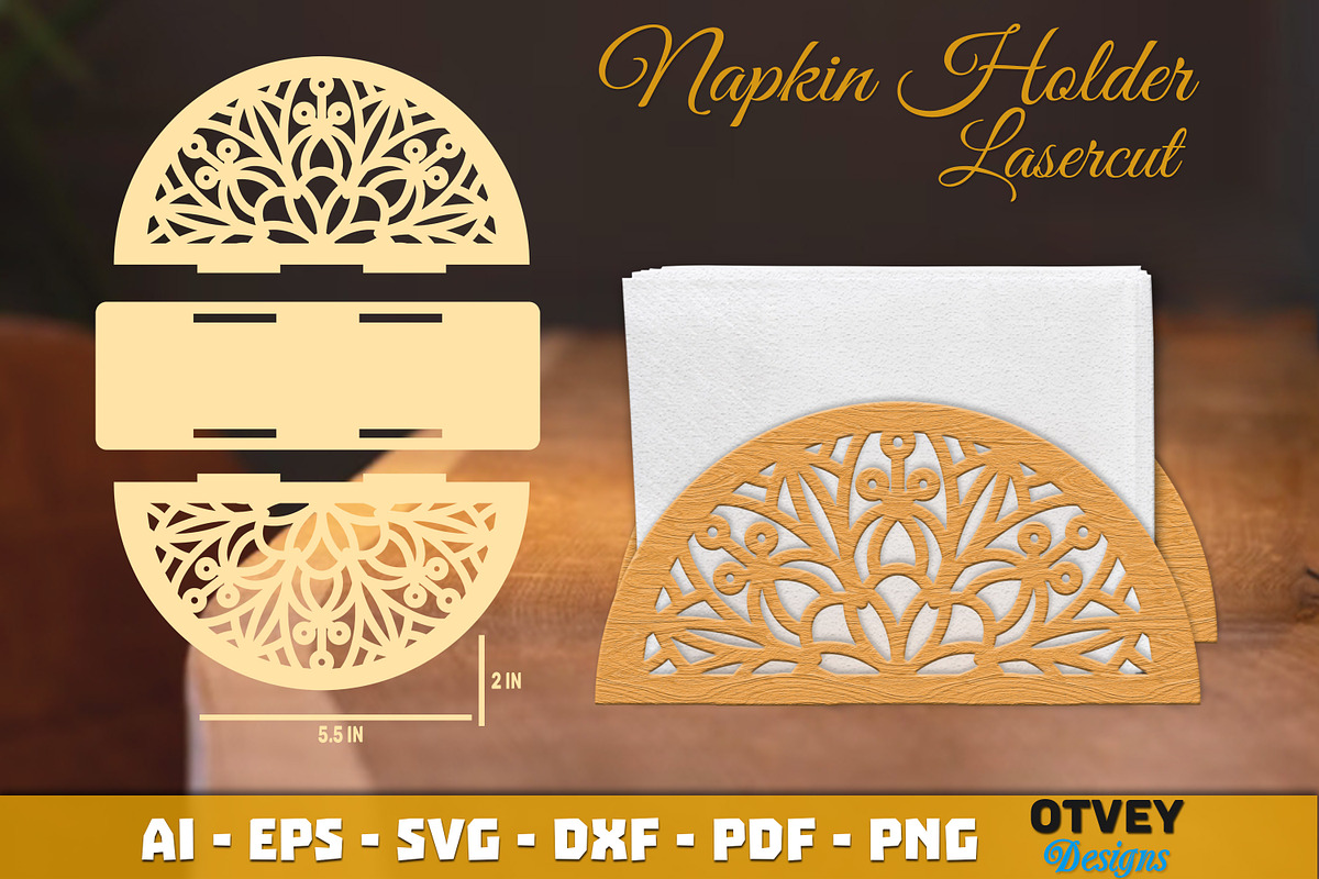 Mandala Napkin Holder Lasercut BUNDL, a Graphic by OTVEY DESIGN (Photo 5 of 13)
