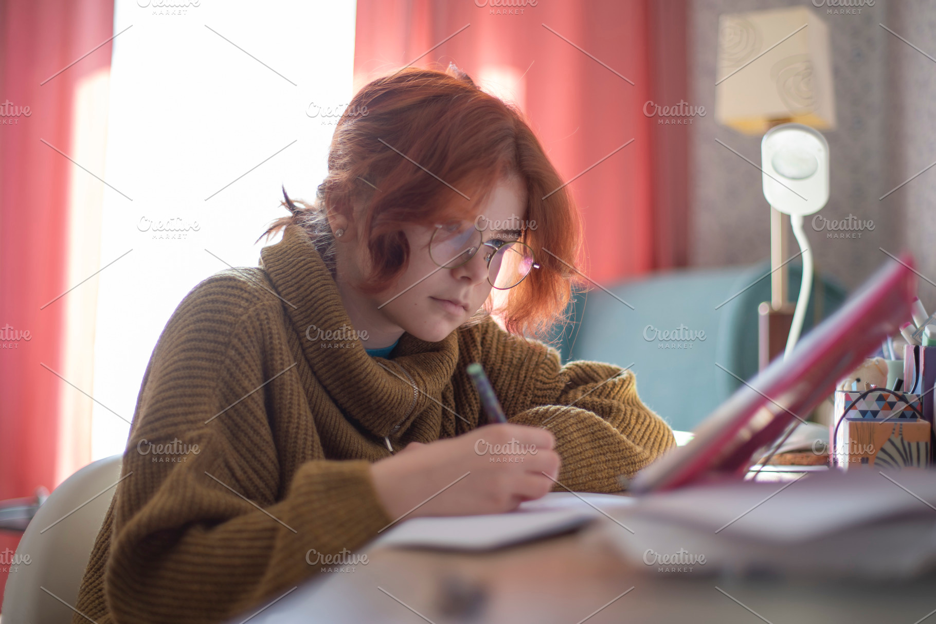 schoolgirl doing homework., a Photo by Pictures for you!!!!!!!!!