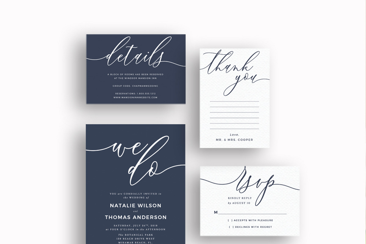Modern We Do Script Navy Blue, an Invitation Template by Inkpower (Photo 2 of 7)