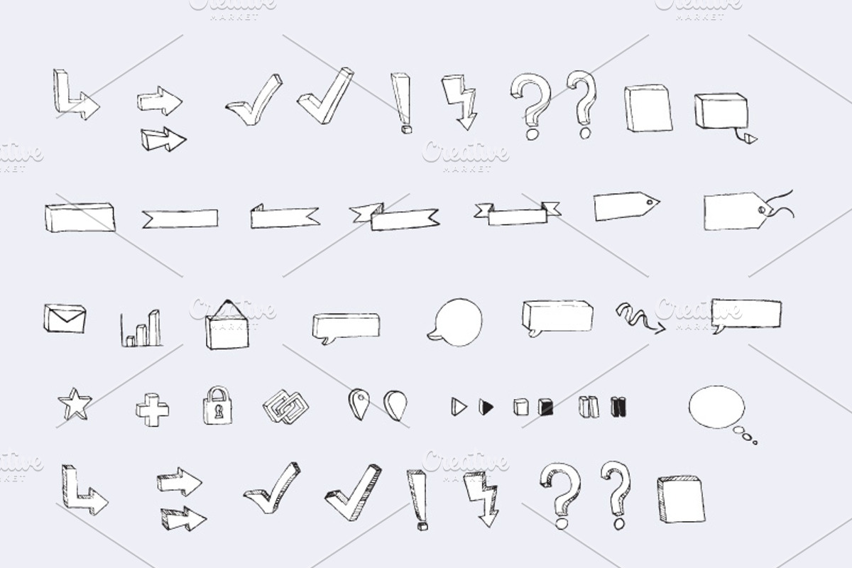 Hand Drawn Arrows & Elements, an Illustration by DesignLots