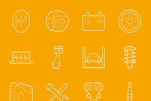 Auto service icons set