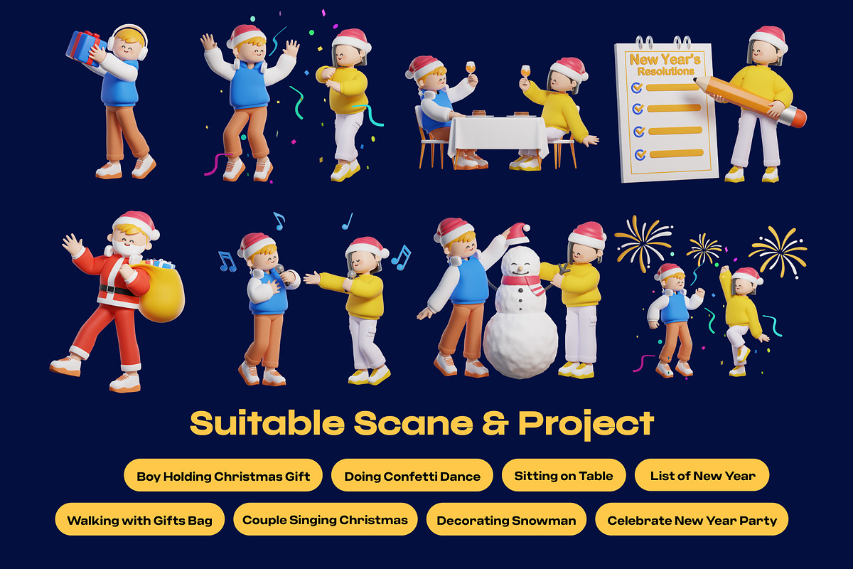Christmas and New Year 3D Character, a Characters & Person 3D Model by orenjidesign (Photo 4 of 8)